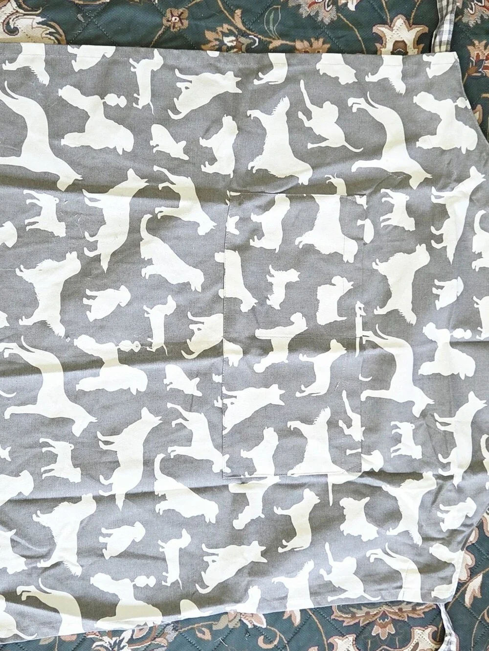 Grey Apron with White Dog Silhouette Print